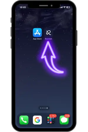 Rainbet App icon on iPhone home